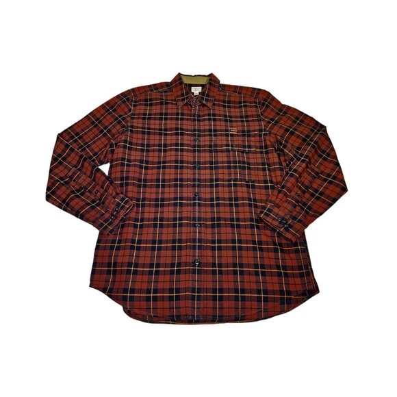 C.C. Filson Brown Plaid Button Up Shirt Long Sleeve Men's Large Cotton - Picture 1 of 9